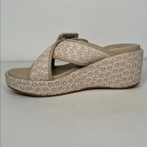 Seychelles Calli buckle crisscross woven cream platform sandals size 9.5 - Picture 4 of 13